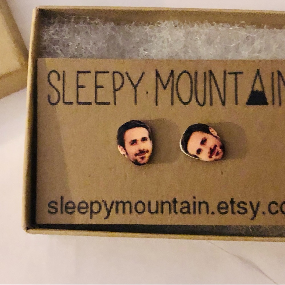 Hey girl, hey. Ryan Gosling Studs. Novelty earrings.
